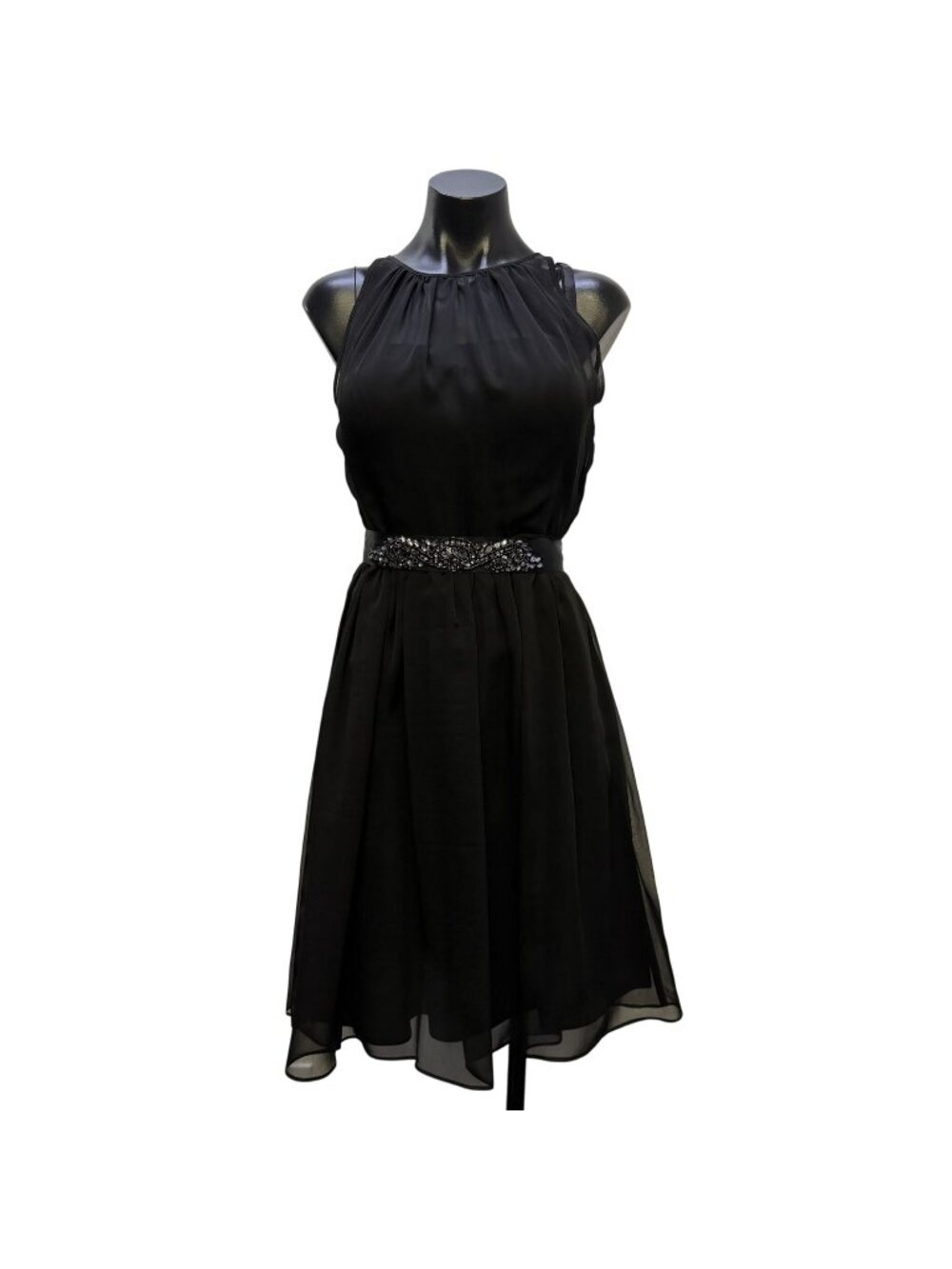 Adrianna Papell Black Sleeveless Chiffon Dress Size 6
